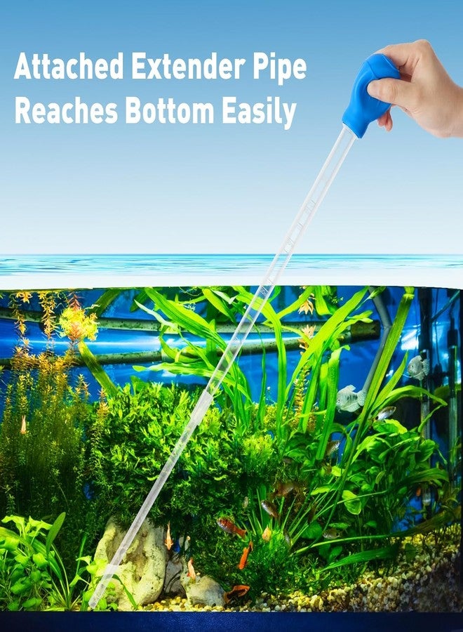Depeew 27.7IN Extra Long Turkey Baster for Aquarium, 50ml Aquarium Water Changer Siphon for Fish Tank Cleaning, Waste Remover for Aquarium, Blue - Image 2